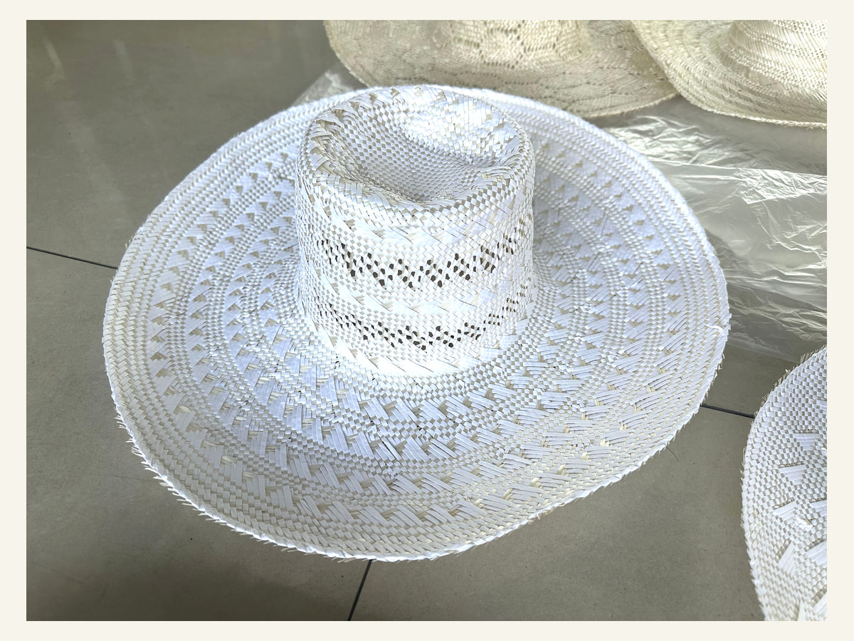Layered Openwork Crochet natural straw hat body N20 for wholesale hat production