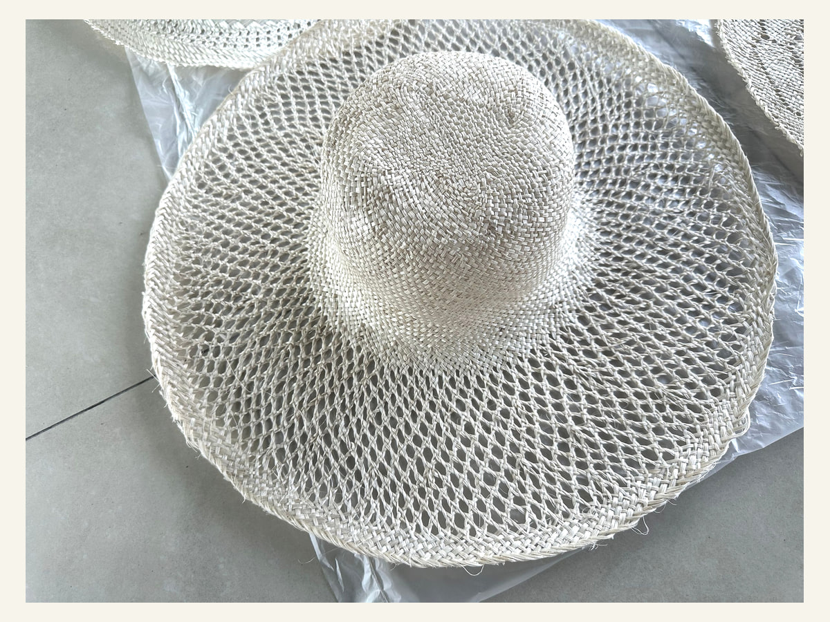 Mesh Brim natural straw hat body N21 for wholesale hat production