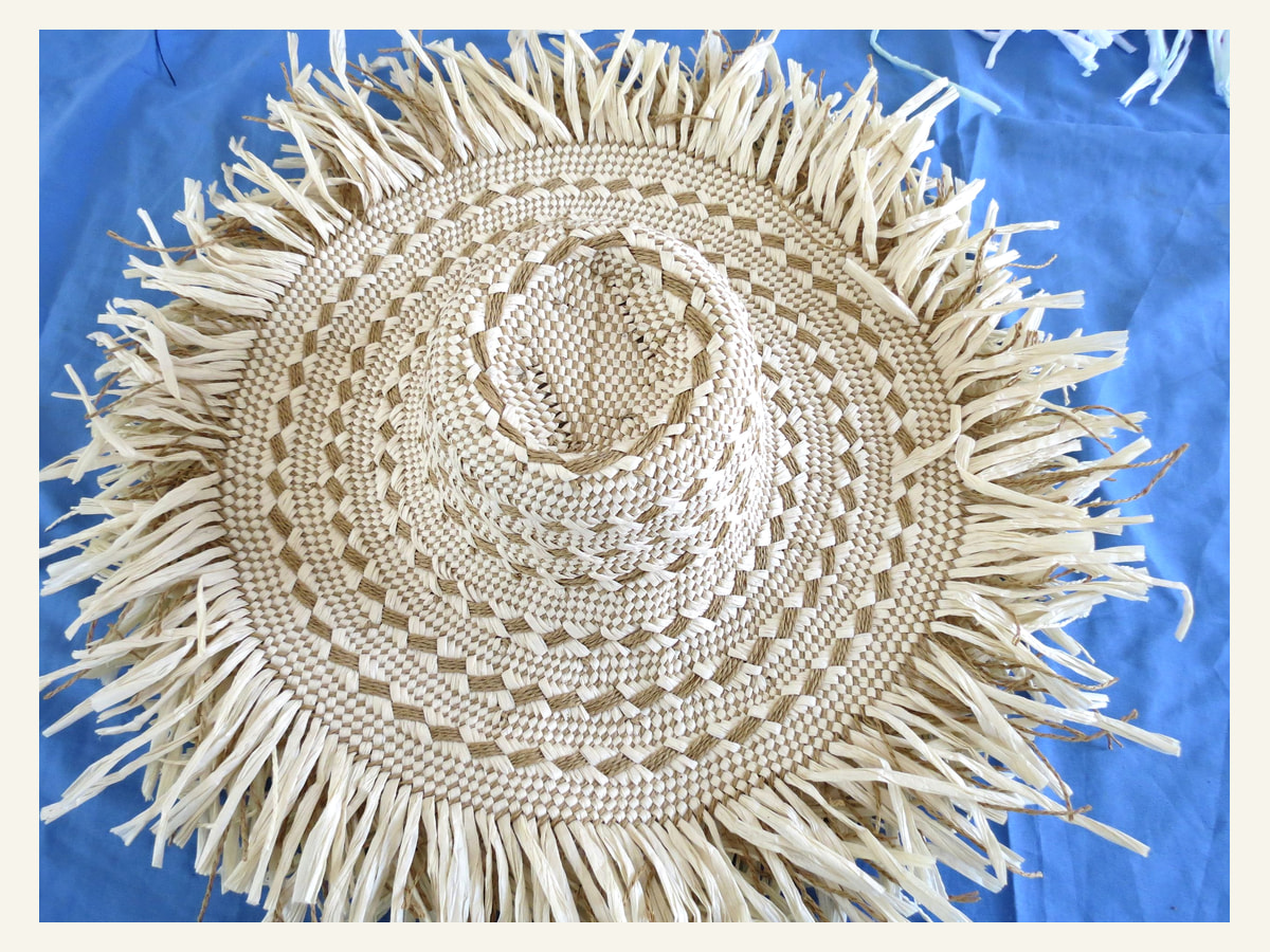concentric stripe fringed 5BU paper hat body handwoven paper hat body P15 for wholesale production