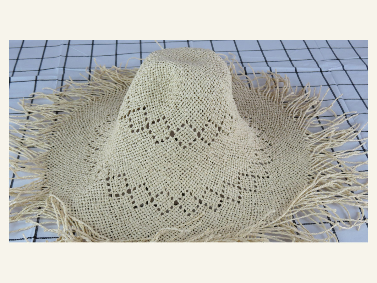 double eyelet fringed Shantung paper hat body handwoven paper hat body P30 for wholesale production
