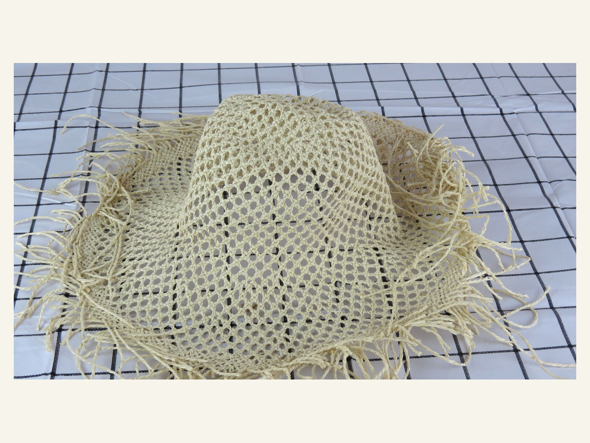 mesh weave fringed Shantung paper hat body handwoven paper hat body P36 for wholesale production