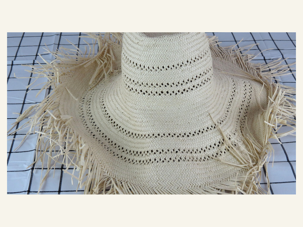 striped eyelet high crown Bangora-style paper hat body handwoven paper hat body P45 for wholesale production