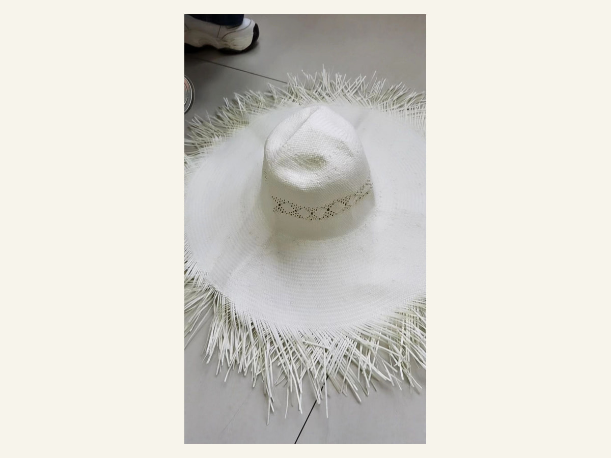 white wide brim openwork Bangora-style paper hat body handwoven paper hat body P51 for wholesale production